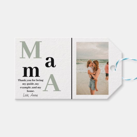 Gepersonaliseerde Mama Foto en Bericht - Gift Labe Cadeaulabel (Voorkant (Horizontaal))