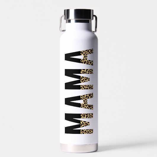 Gepersonaliseerde Mama Leopard Typografie Moeder G Waterfles (Voorkant)