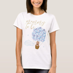 Gepersonaliseerde mama om teddybeer blauwe ballonn t-shirt