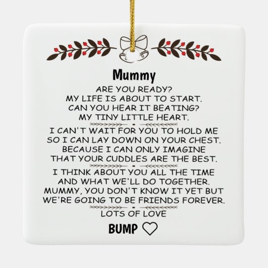 Gepersonaliseerde mama om tegen Baby-kerst te zijn Keramisch Ornament (Achterkant)