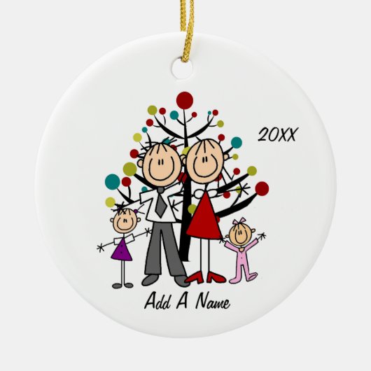 Gepersonaliseerde mama, papa, meisje, peutermeisje keramisch ornament (Voorkant)