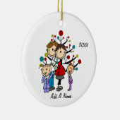 Gepersonaliseerde mama, papa, twee meisjes keramisch ornament (Rechts)