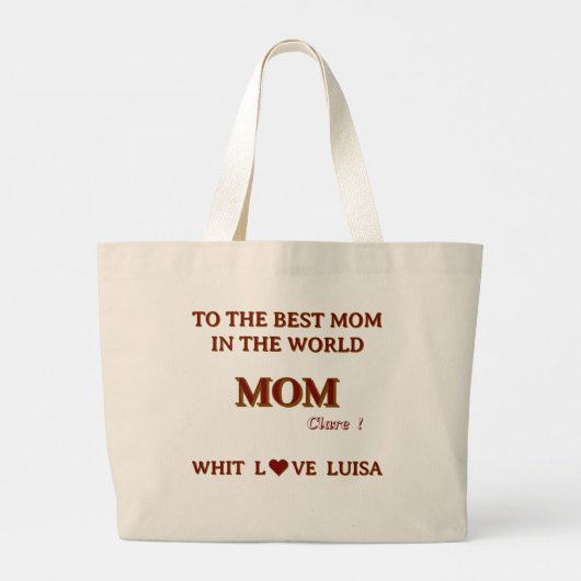 Gepersonaliseerde mama Script natuurlijk Grote Tote Bag (Achterkant)