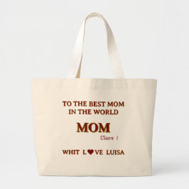 Gepersonaliseerde mama Script natuurlijk Grote Tote Bag
