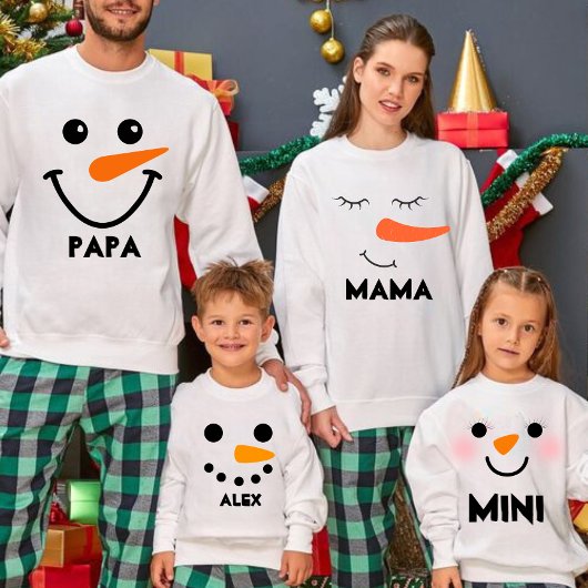 Gepersonaliseerde MAMA Snowman matching familie Hoodie