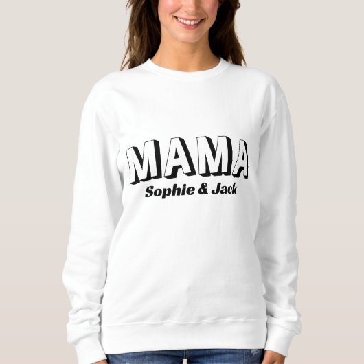 Gepersonaliseerde Mama Sweatshirt met Kind Namen (Voorkant)