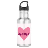 Gepersonaliseerde "Mama" Waterfles – Roze Hart Waterfles (Voorkant)