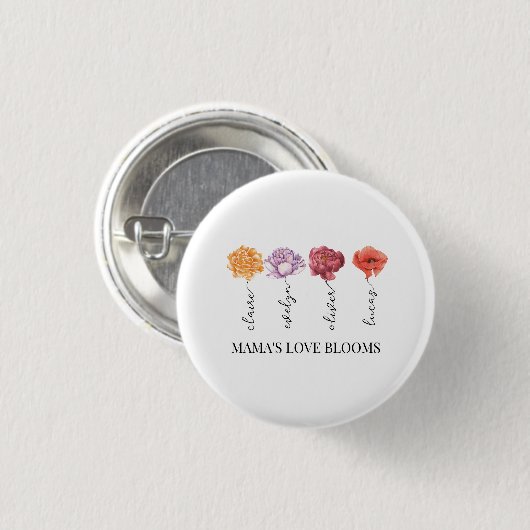 Gepersonaliseerde Mama's Liefde Bloeit Ronde Button 3,2 Cm (Voorkant /achterkant)