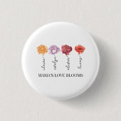 Gepersonaliseerde Mama's Liefde Bloeit Ronde Button 3,2 Cm (Voorkant)