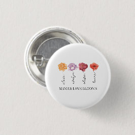 Gepersonaliseerde Mama's Liefde Bloeit Ronde Button 3,2 Cm