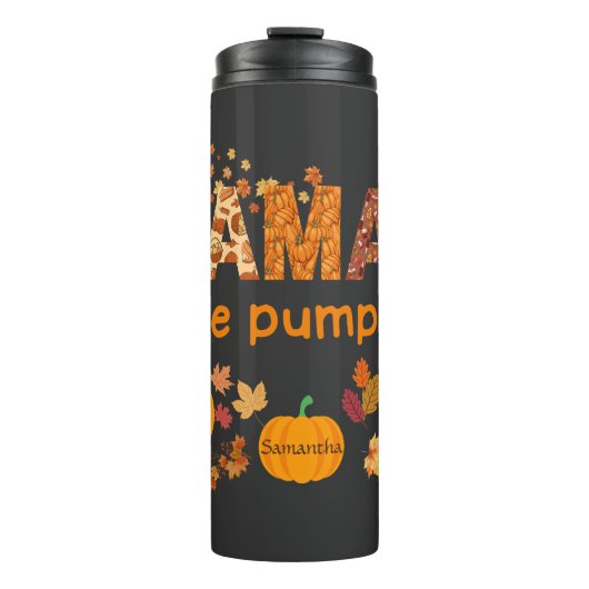 Gepersonaliseerde Mama's Little Pumpkins Schattige Thermosbeker (Voorkant)