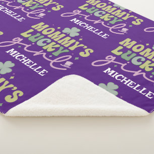 Gepersonaliseerde Mama's Lucky Girl Sherpa Deken