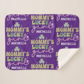 Gepersonaliseerde Mama's Lucky Girl Sherpa Deken (Voorkant (horizontaal))