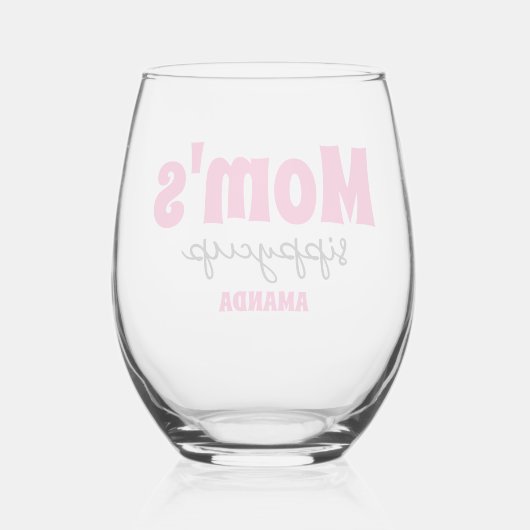 Gepersonaliseerde Mama's Sippy Cup Wijnglas Zonder Voet (Achterkant)