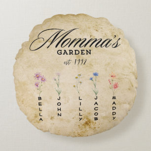 Gepersonaliseerde mama's Wildflower Garden Rond Kussen