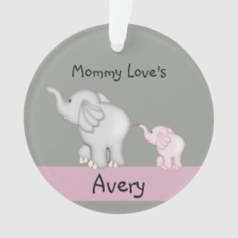 Gepersonaliseerde mammie- en Baby-elefantiesorname Ornament