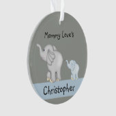 Gepersonaliseerde mammie- en Baby-elefantiesorname Ornament (voorkant)