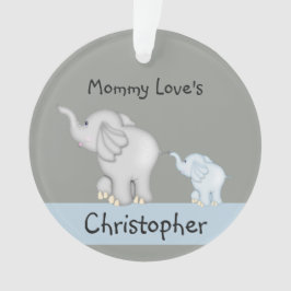 Gepersonaliseerde mammie- en Baby-elefantiesorname Ornament