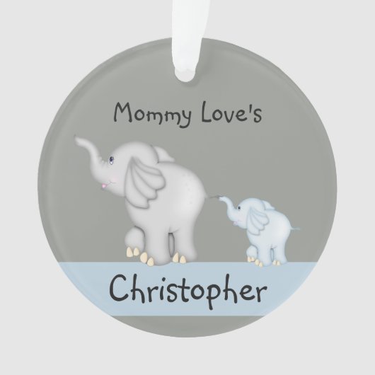 Gepersonaliseerde mammie- en Baby-elefantiesorname Ornament (voorkant)