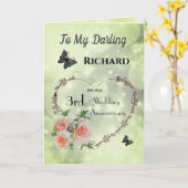 Gepersonaliseerde man 3de Jubileum Wenskaart Kaart (Gele Bloem)