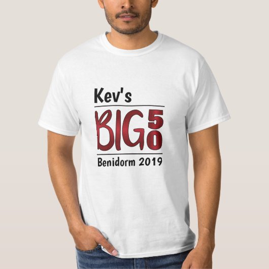 Gepersonaliseerde man 50e verjaardag t-shirt (Voorkant)