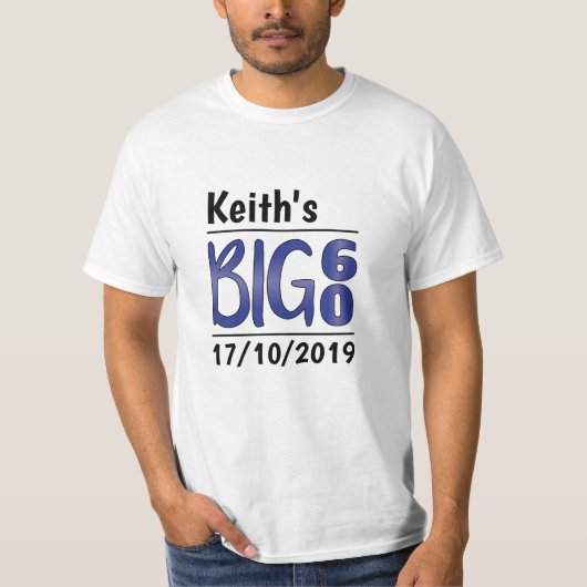 Gepersonaliseerde man 60e verjaardag t-shirt (Voorkant)