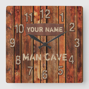 GEPERSONALISEERDE Man Cave Wandklok met Uw NAAM