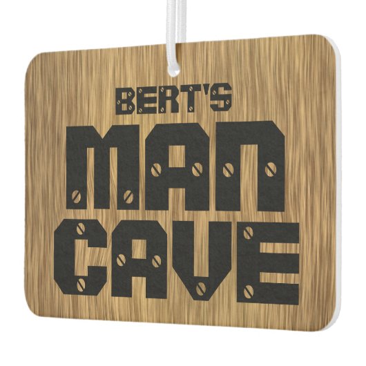 Gepersonaliseerde Man Cave Wood Grain Luchtverfrisser (Links)
