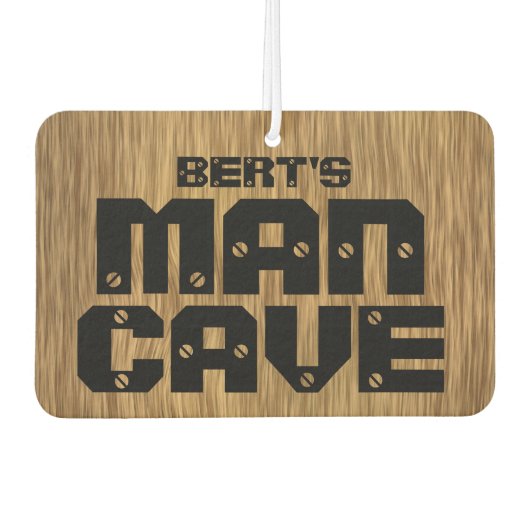Gepersonaliseerde Man Cave Wood Grain Luchtverfrisser (Voorkant)