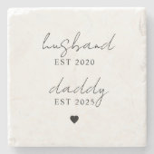 Gepersonaliseerde Man & Daddy EST Gift Stenen Onderzetter (Voorkant)
