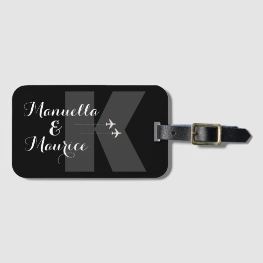 Gepersonaliseerde man en vrouw reizen bagagelabel (Voorkant (horizontaal))