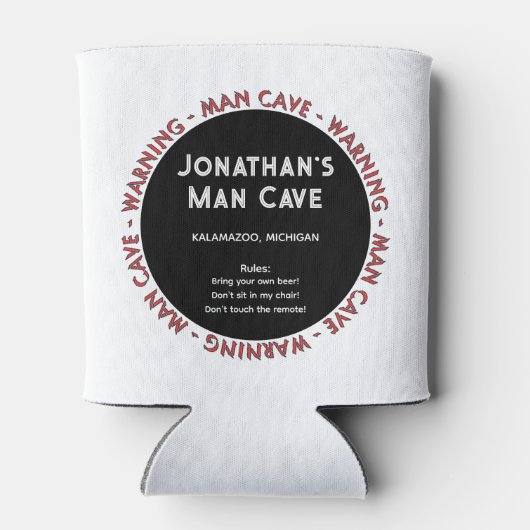 Gepersonaliseerde Man grot teken met regels Blikjeskoeler (Achterkant)