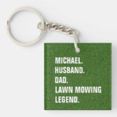 Gepersonaliseerde man papa grasmaaien legende sleutelhanger (Voorkant)
