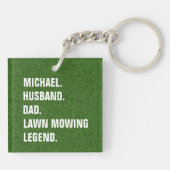 Gepersonaliseerde man papa grasmaaien legende sleutelhanger (Achterkant)