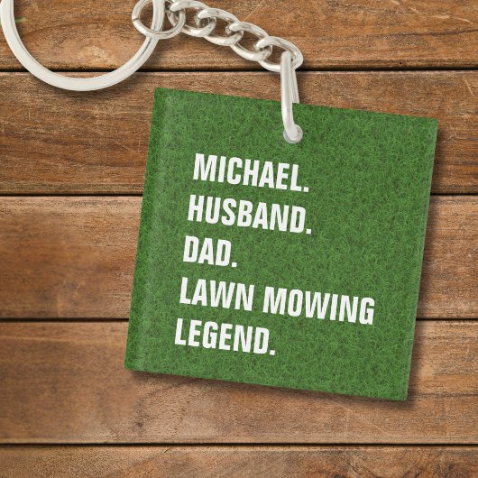 Gepersonaliseerde man papa grasmaaien legende sleutelhanger