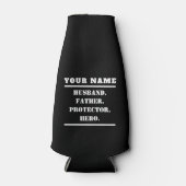 Gepersonaliseerde man vader beschermer Hero Flesjeskoeler (Voorkant)