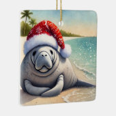 Gepersonaliseerde Manatee met Kerstmis Keramisch Ornament (Rechts)