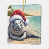 Gepersonaliseerde Manatee met Kerstmis Keramisch Ornament (Links)