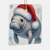 Gepersonaliseerde Manatee met Santa Hat Keramisch Ornament (Rechts)