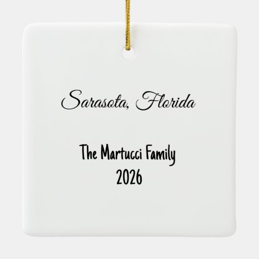 Gepersonaliseerde Manatee met Santa Hat Keramisch Ornament (Achterkant)