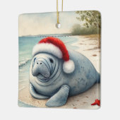 Gepersonaliseerde Manatee met Santa Hat Keramisch Ornament (Links)