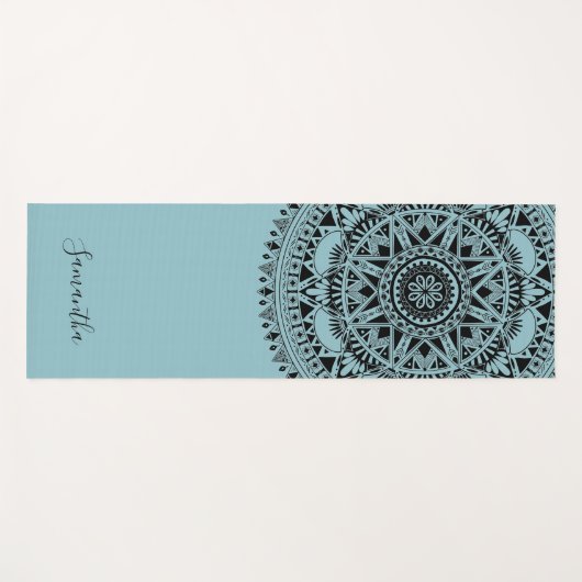 Gepersonaliseerde Mandala Blue Yoga Mat (Voorkant (horizontaal))