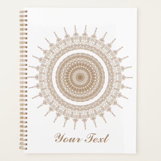 Gepersonaliseerde Mandala Bohemian White Boho Planner (Voorkant)