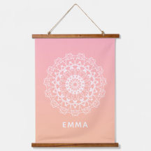 Gepersonaliseerde Mandala Dorm Room Pink Ombre Wal