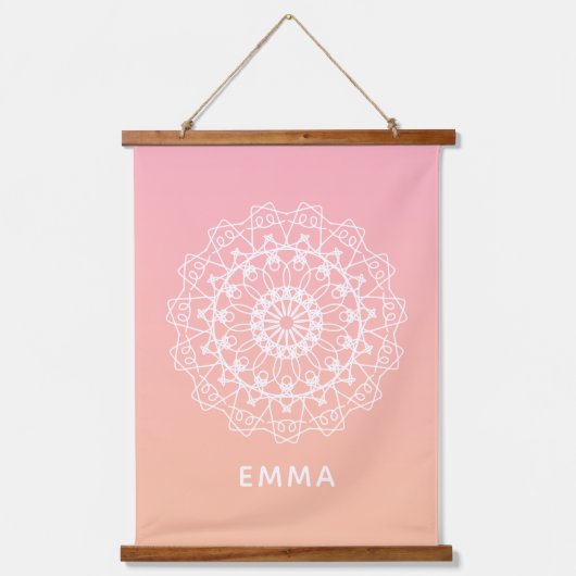 Gepersonaliseerde Mandala Dorm Room Pink Ombre Wal Hangend Wandkleed (Voorkant)