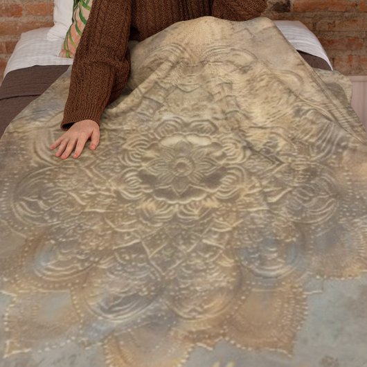 Gepersonaliseerde Mandala in reliëf | Elegant Boho Fleece Deken