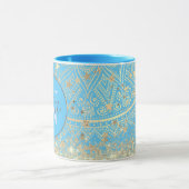 Gepersonaliseerde Mandala met Gold Stars Monogram Mok (Midden)