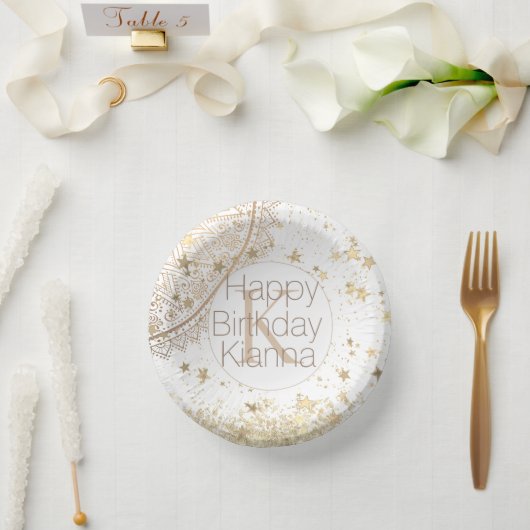 Gepersonaliseerde Mandala met Gold Stars Monogram Papieren Kommen (Huwelijk)
