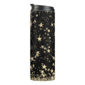 Gepersonaliseerde Mandala met Gold Stars Monogram Thermosbeker (Geroteerd rechts)