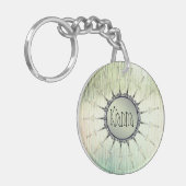 Gepersonaliseerde Mandala op Minty Frosted Glass Sleutelhanger (Voorkant Links)